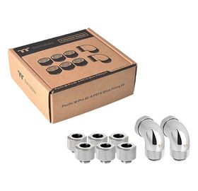 Thermaltake Pacific M-Pro PETG Fitting Kit - Chrome (12mm OD/10mm ID)